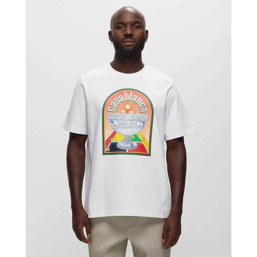 Casablanca Tennis Club Triomphe D'Orange White Shirt Sleeve T-Shirt Size Large